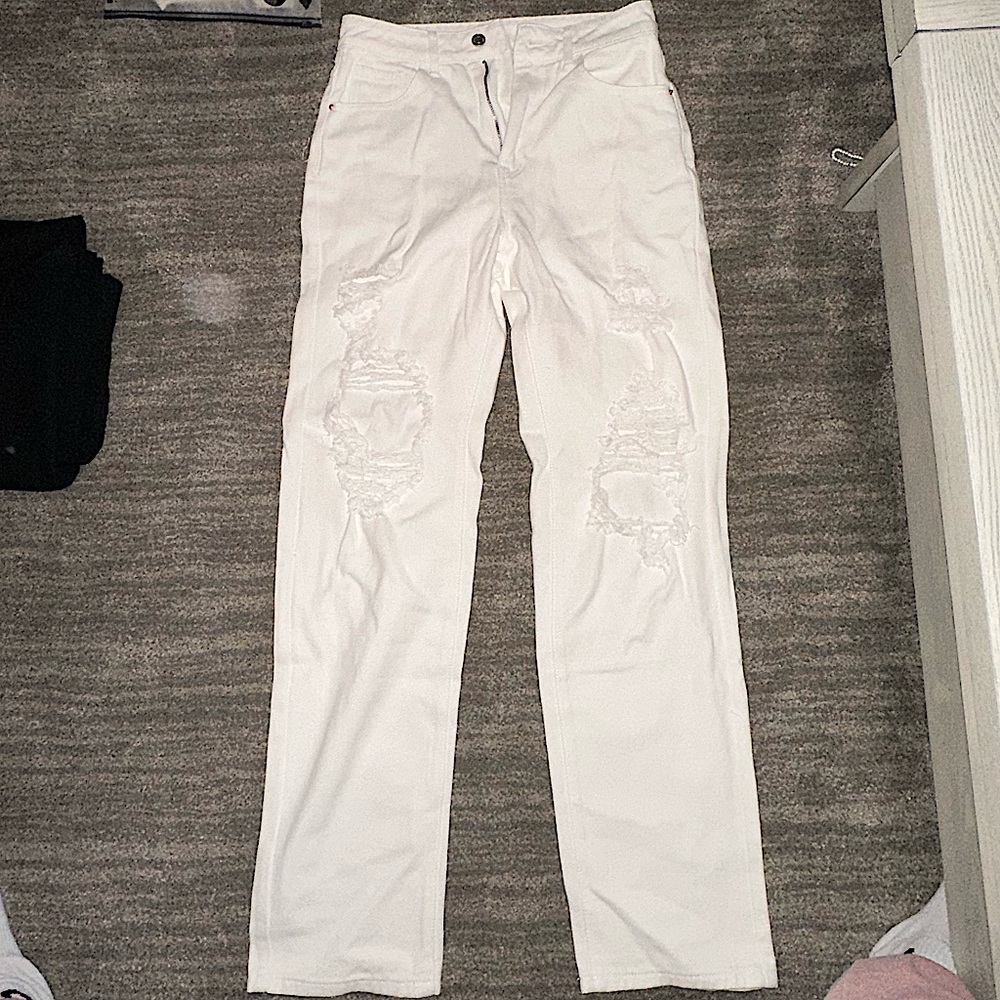 White Ripped High Waisted Jeans
